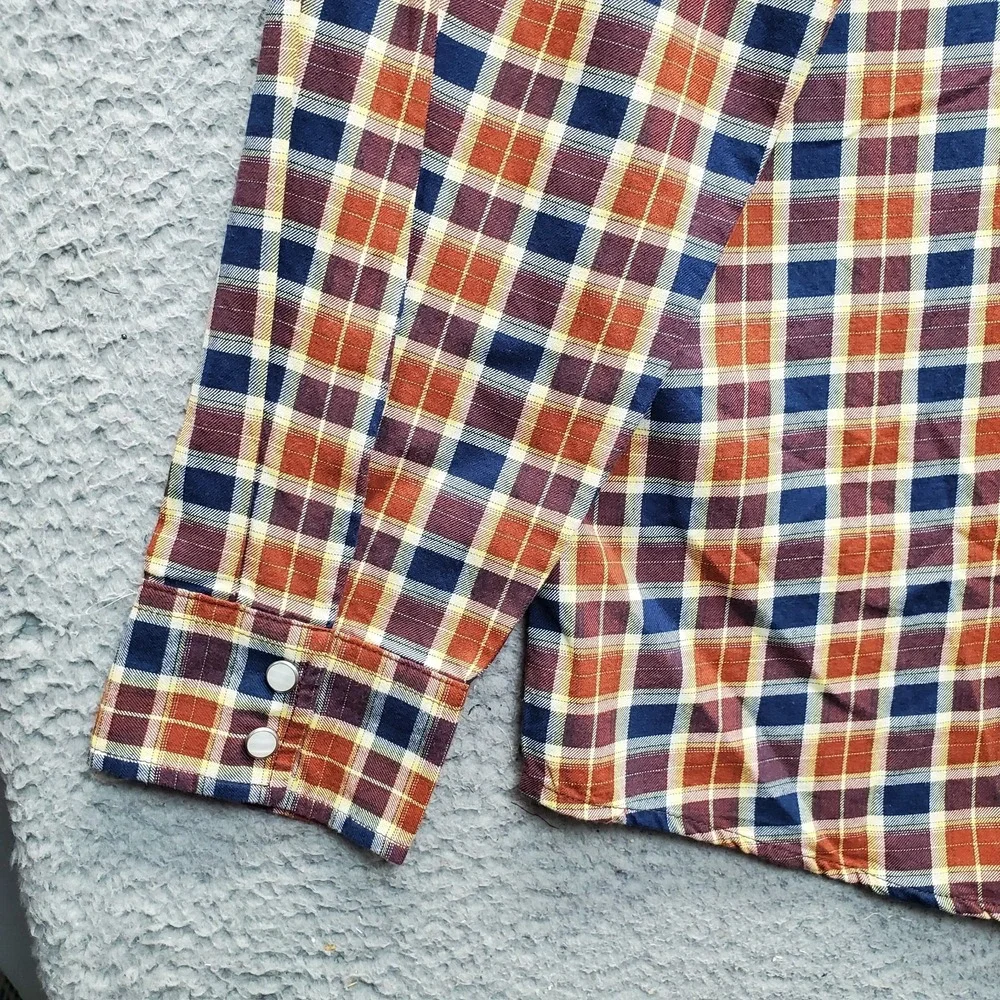 Levi's Western Shirt Men L Multi Plaid Standard Fit Long Sleeve Pearl Snap Front
